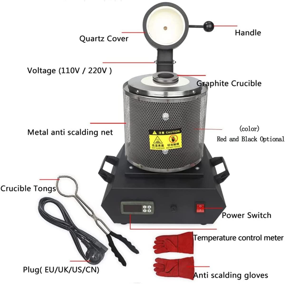 電気金溶解炉、2500°Fデジタル金属製錬機、1800W金属鋳造キット、
