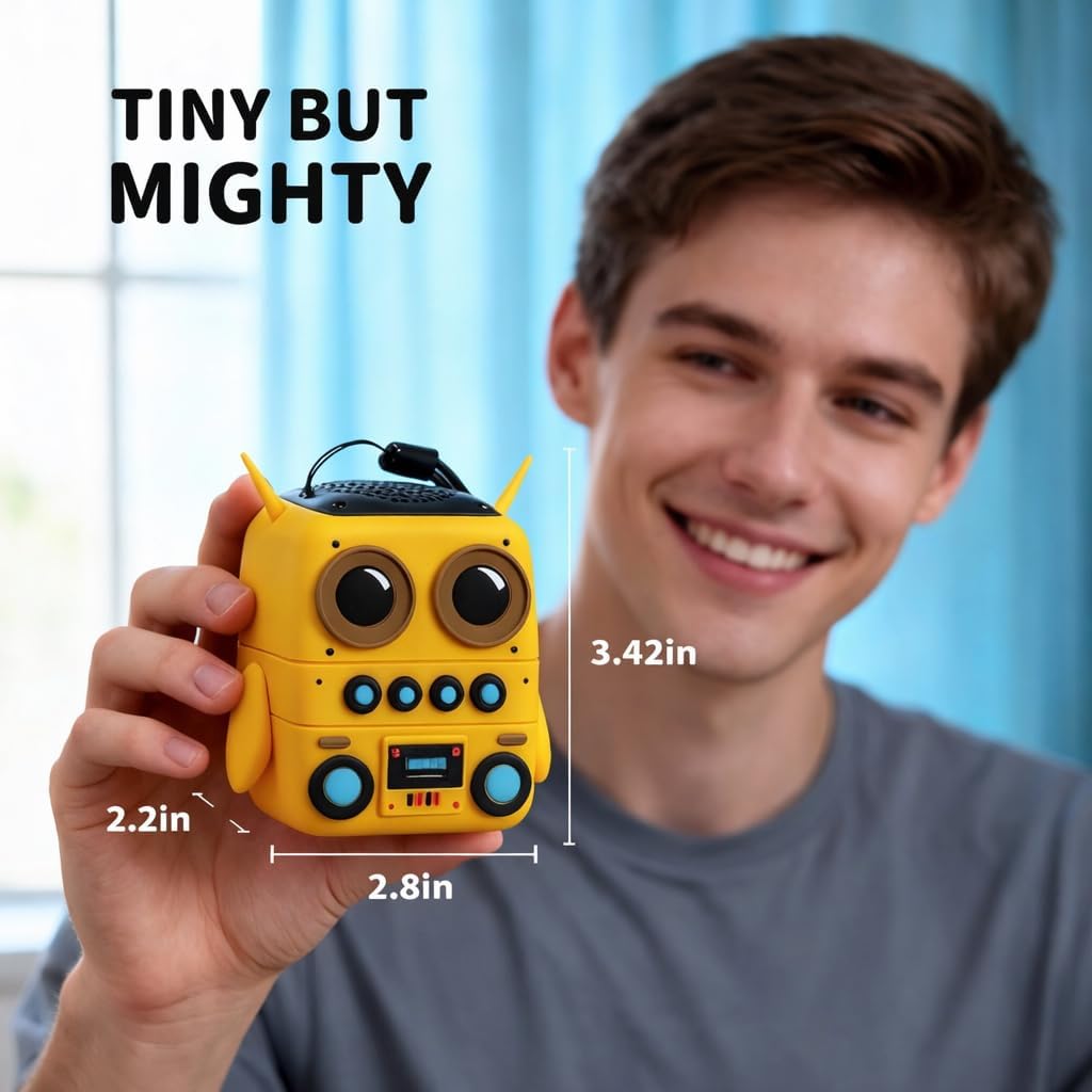 Robot Shape Bluetooth Speaker with Retro Radio Features, TF Card Playback and TWS Pairing, Portable Compact Wireless Audio Companion and Unique Kids Gift Idea