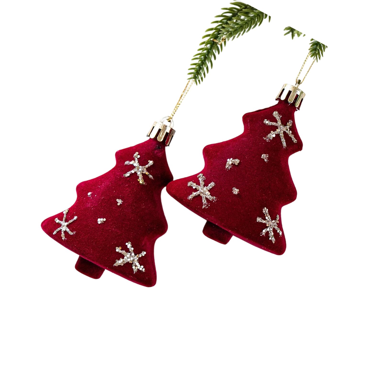 Tsophreniq Christmas Tree Velvets Bells Bowknot Canes Ornament Shatterproof Decoration for Indoor Use Home Accent Christmas Bells Bowknot Ornament
