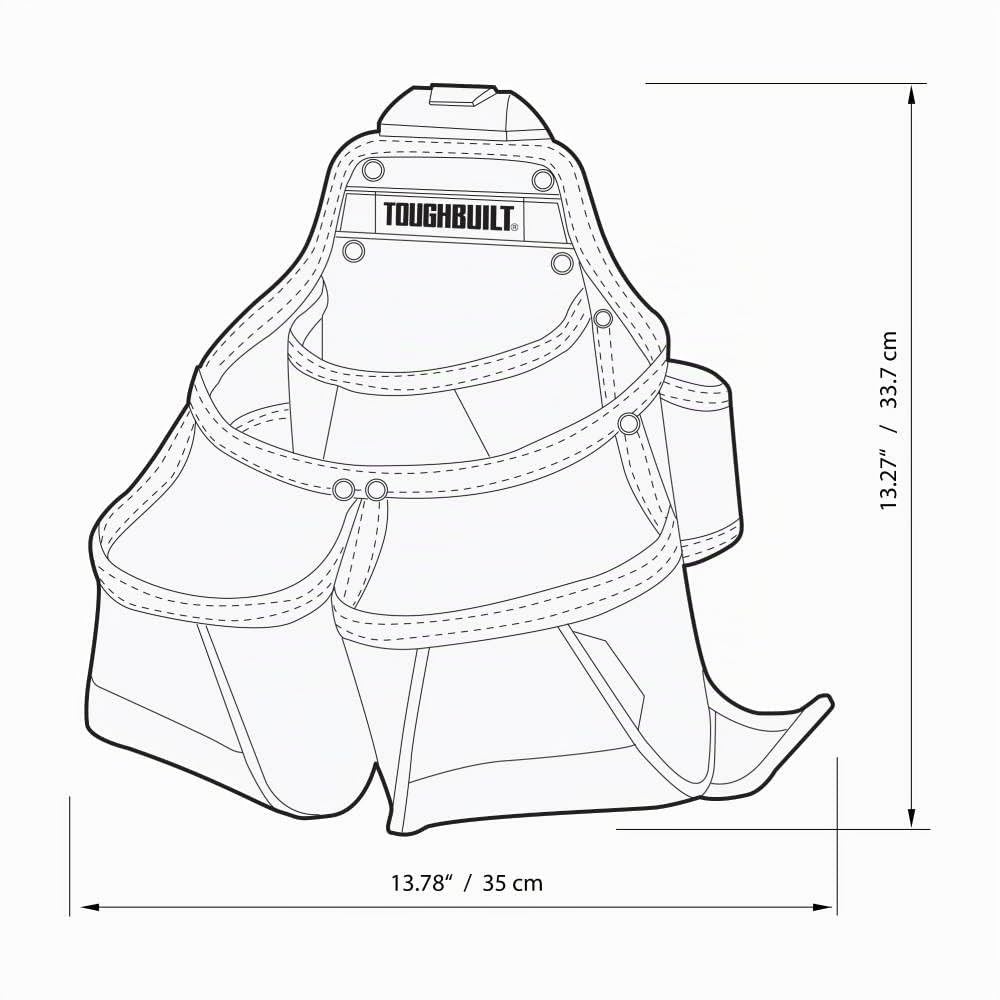 ToughBuilt - Multi-Pocket Organizer Tool Pouch - Heavy Duty, Deluxe Premium Quality, Durable - Patented ClipTech ™ Hub & Work Belts