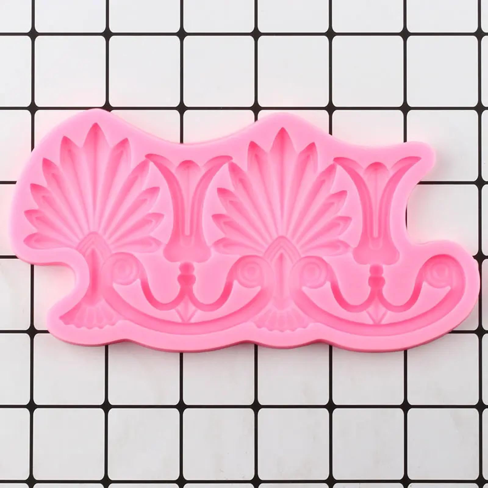 Moldes de silicona con diseño de flores, 21 x 10,4 cm, diseño barroco de relieve, moldes de silicona para cupcakes, fondant, herramientas de decoración de pasteles, arcilla de caramelo, chocolate