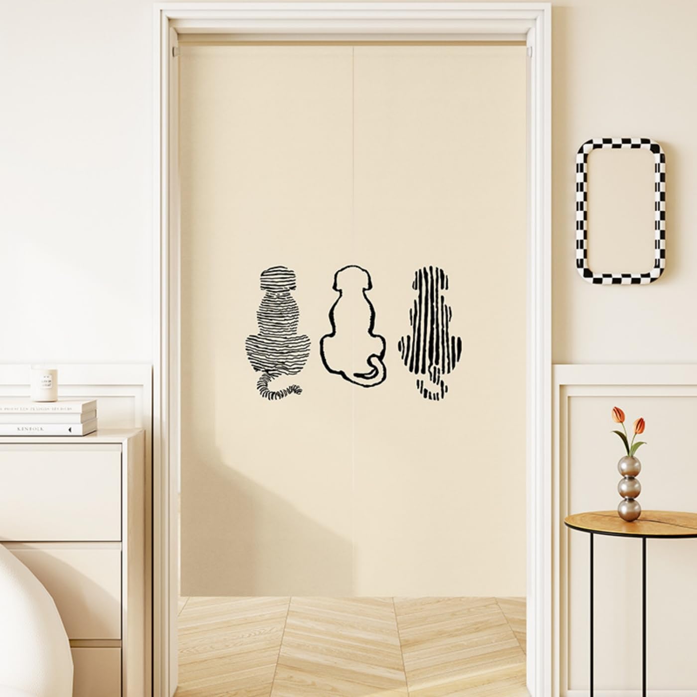 Guest Ruyunlai Japanese Noren Doorway Curtain, M20 Black Cat, 80x120cm