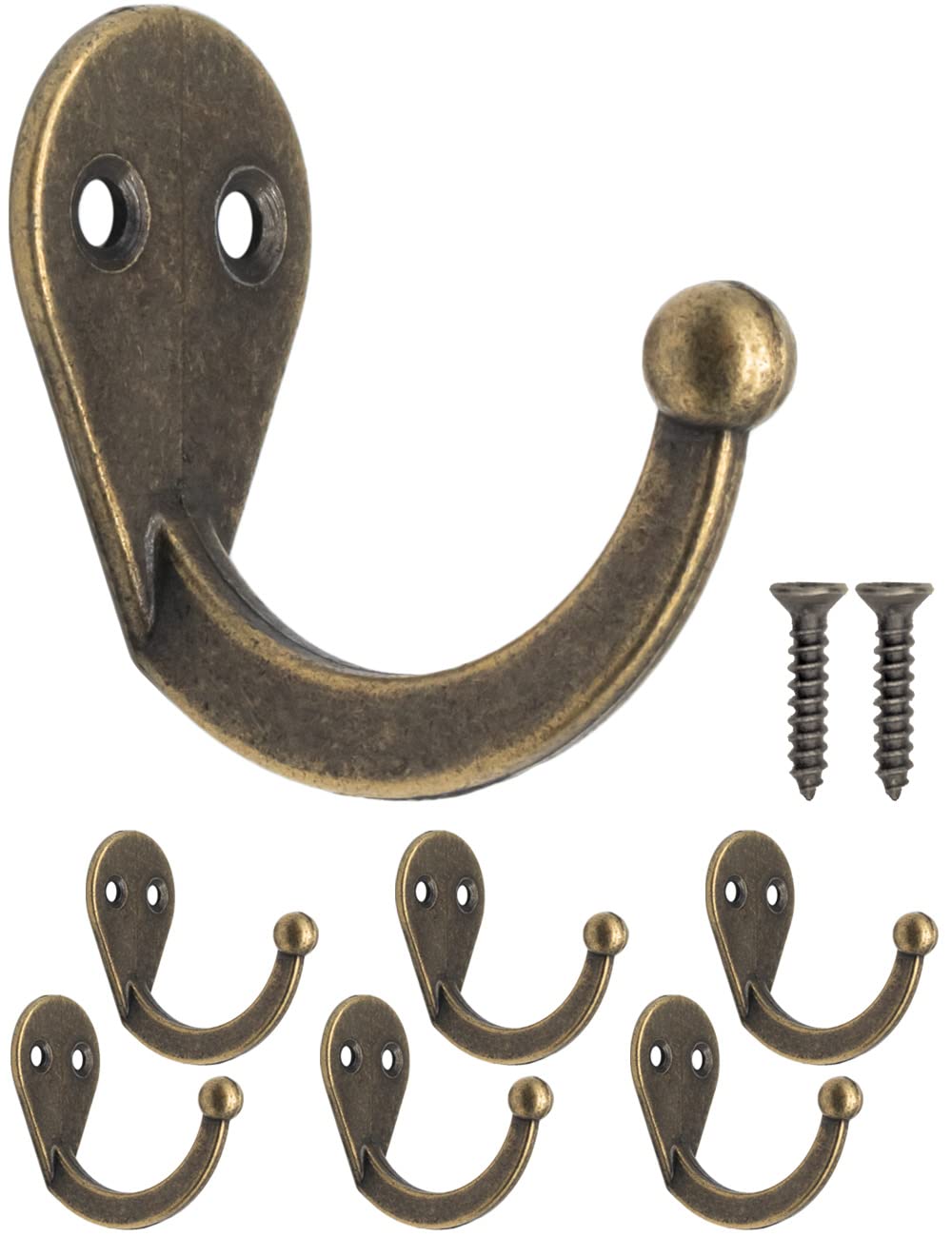 Set Di 6 Ganci In Ferro Vintage Per Appendere - Bronzo, Per Cucina, Bagno, Guardaroba