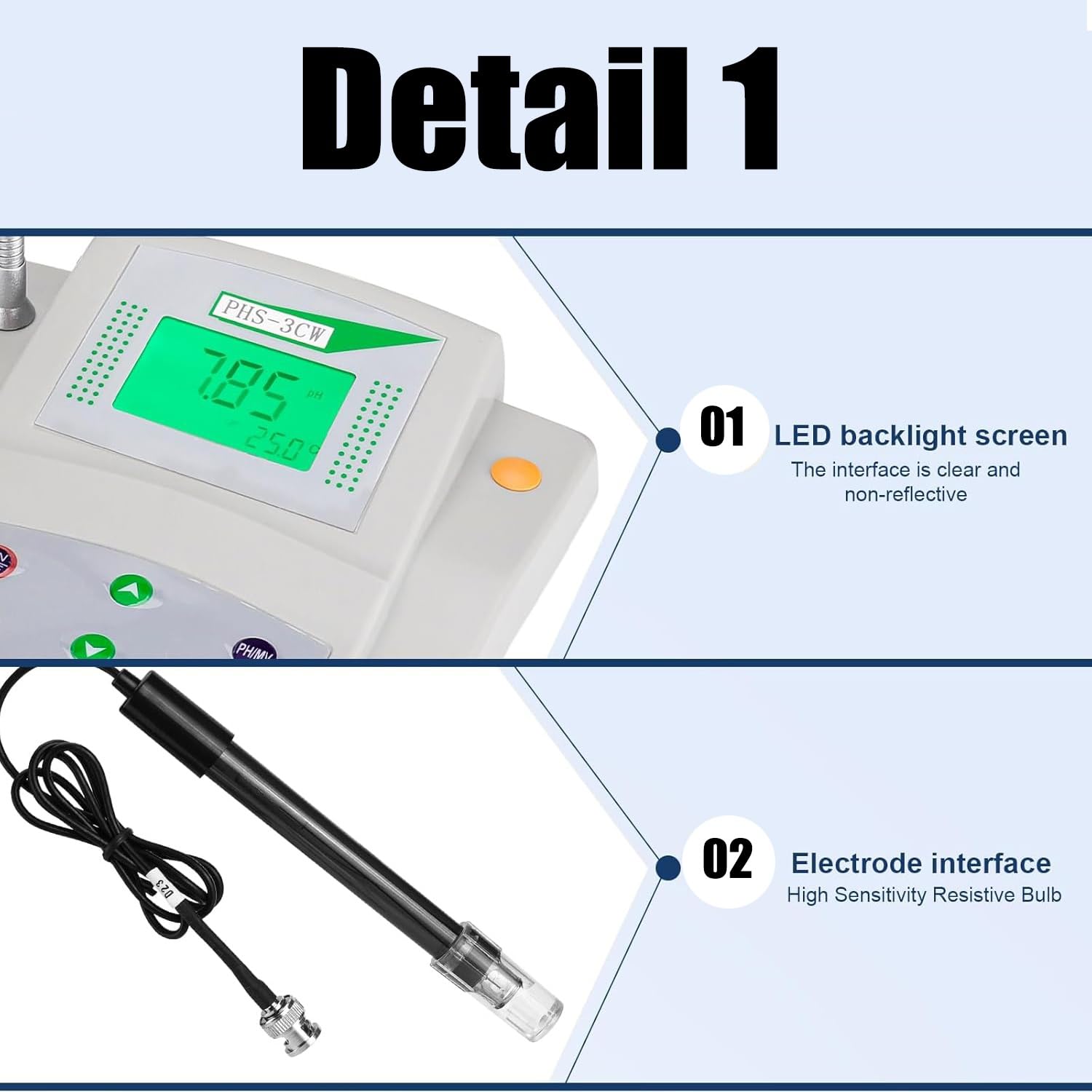 Medidor de pH digital, instrumento de medición de pH 0-14 con compensación de temperatura, almacenamiento de datos, precisión de 0,01, medidor de conductividad de mesa para uso científico