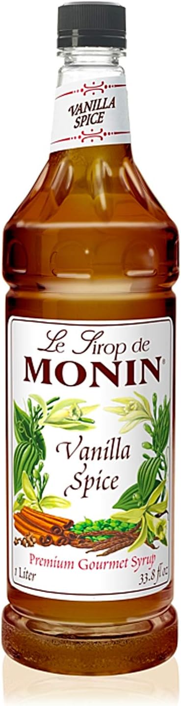 MoninVanilla Spice Syrup, Madagascar Vanilla with Cinnamon Flavor, Great for Iced Teas, Lemonades, Cocktails, Non-GMO, Gluten-Free (1 Liter)