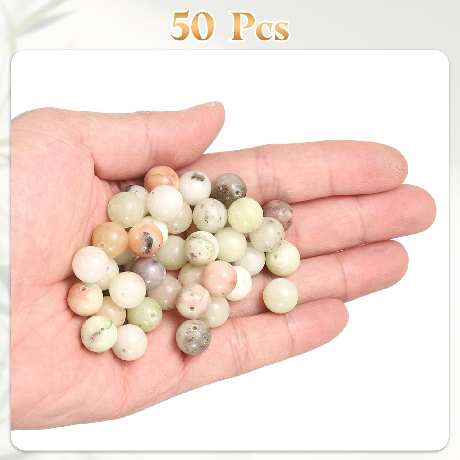 HARFINGTON 50pcs Natural Stone Beads 10mm River B Round Gemstone Stone Loose Beading Real Genuine Smooth Balls Bead for Jewelry Making Bracelets Necklace Earrings DIY - Image 3