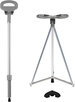 ALEVMOOM Walking Cane with seat,Lightweight Aluminum Triangular Construction Folding Cane, Portable Cane Seats for Women Men Seniors Capacity 440lb
