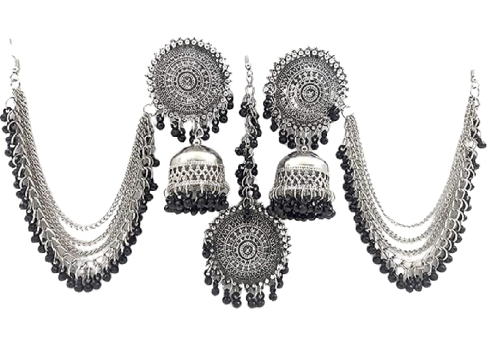 Decent Fashion Oxidised Antique Design Traditional Maang Tikka Jhumka Earrings Jewellery Set for Women (B09TWFCJCR) Amazon Price History, Amazon Price Tracker