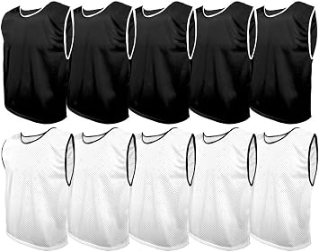 Training Bibs Pack of 10 Football Vests Sports Practice Pinnies Soccer Rugby