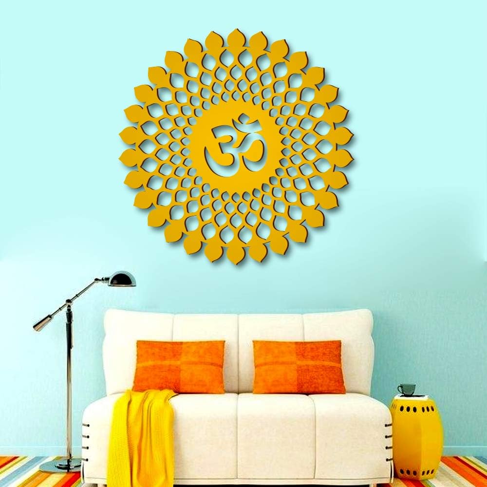 wallmantra Beautiful Om Design Wooden Wall Hanging, Living Room Wooden Wall Decoration Size 46CM X 46 CM