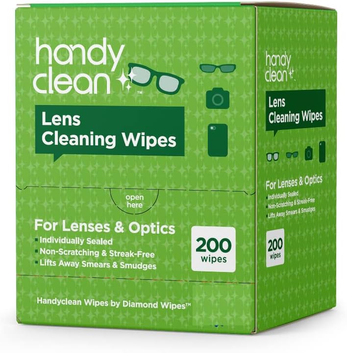 HandyClean Pre-Moistened Lens & Eyeglass Cleaner Wipes 6x5 In, 200 Count