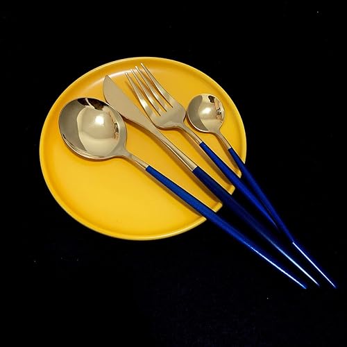 Miniatura 5 de Set de cubiertos Gugrida, juego de cubertería reutilizable, de acero inoxidable 1810, set de cubiertos reflejantes, ideal para reuniones familiares