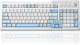 Aula F3099 ワイヤレスゲーミングコンピュータキーボード ナンバーパッド&ノブ付き | トライモードメンブレンキーボード、99キーかわいいクリーミーキーボード、数字パッド付き、RGBバックライト付き静音キーボード、オフィス用