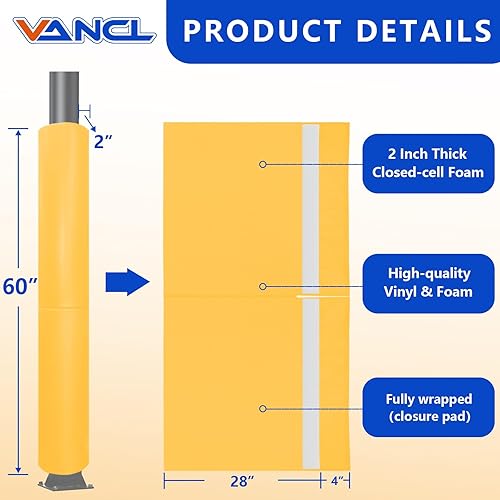 Vista 109 de Almohadilla de seguridad resistente para postes redondos de 3 a 5 pulgadas, impermeable y duradera, garaje, sótano, almohadilla de seguridad