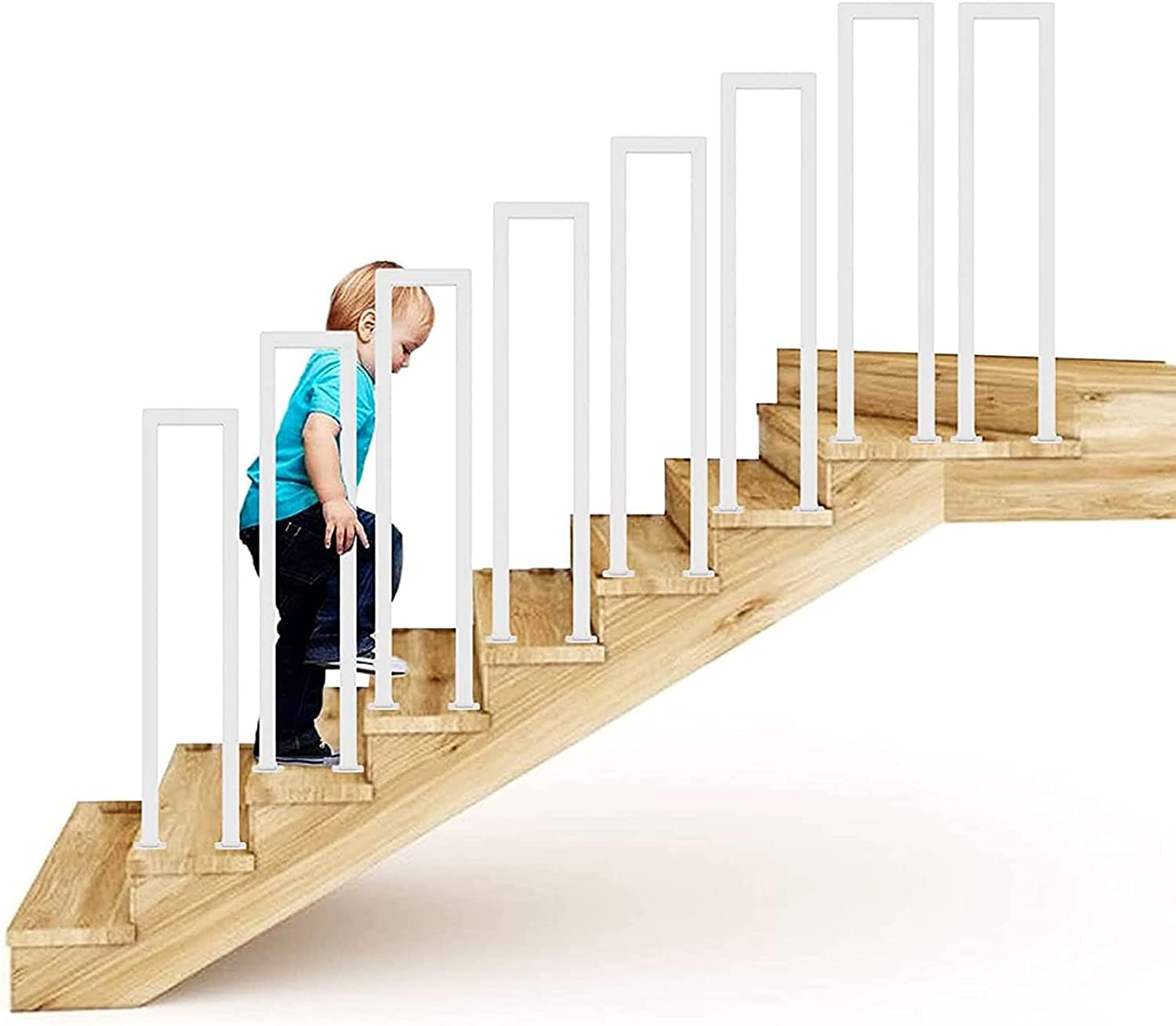 GLDYTVF White U-Shaped Stair Handrail,Nordic Modern Safety Fence Grab Bars Hand Rail,Staircase Railing for Children, Disabled Stair Climbing Auxiliary(1 Pcs)(Size:55cm/21.7in)