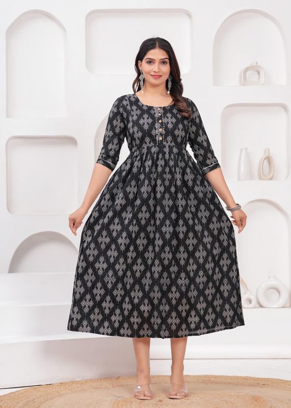 Image of Maternity Feeding Kurti with Zipper | Cotton Floral Printed Pregnancy & Nursing Dress | Comfortable & Stylish Maternity Wear for Women | Breastfeeding Kurta with Zipper | Soft & Elegant
