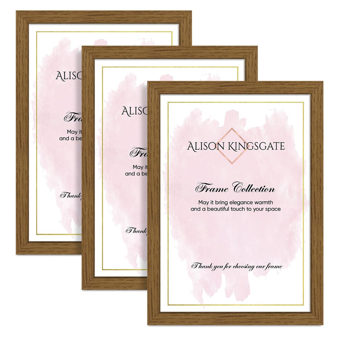 Alison Kingsgate 70X50CM OAK Modern Photo Frames Pack of 3 - Engineered Wood Picture Frame with Perspex Front - Ideal for Certificates - Wall Mount or Tabletop - Multiple Sizes & Colors — image 1
