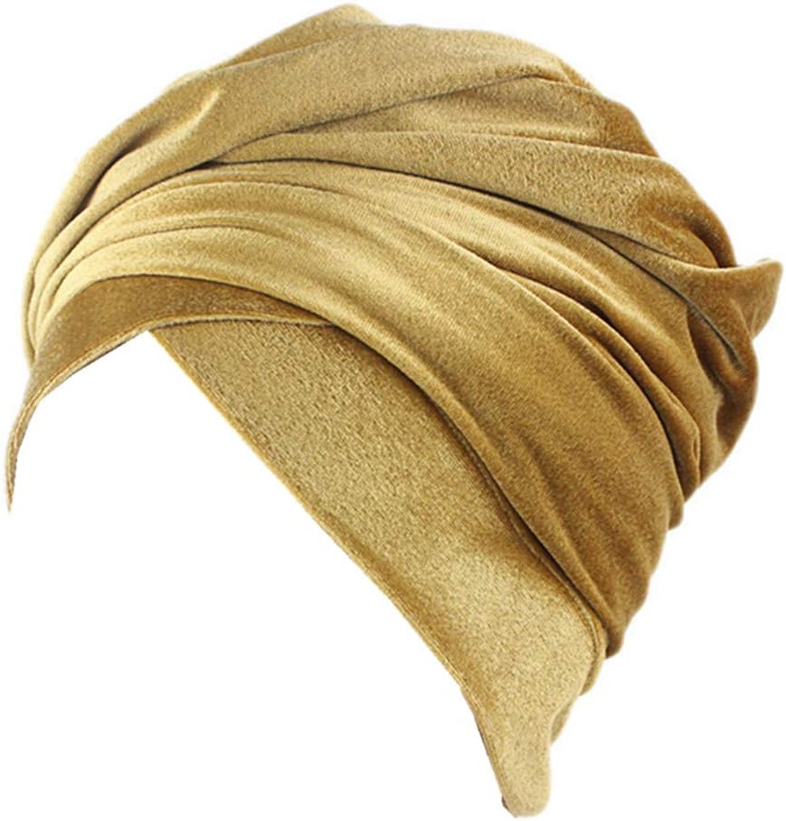 Qhome capQhome Luxury Pleated Velvet Turban Hijab Head Wrap Extra Long Tube Indian Headwrap Scarf Tie