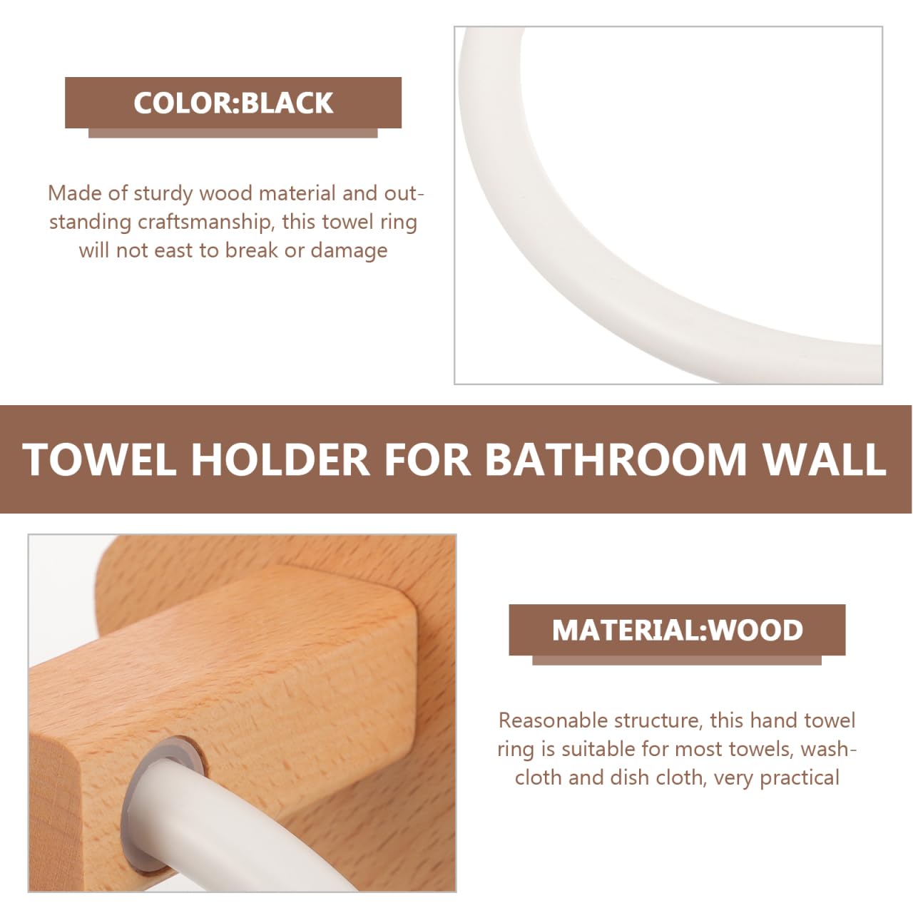 Angoily Toallero De Baño De Madera Adhesivo Sin Perforación 6.69X6.69X3.54In Organizador Circular Compacto para Almacenamiento De Toallas En Baño Y Cocina