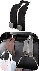 Gancho Suporte de Carro para Sacolas Premium Para Banco Veicular Ajuste Universal Couro sintético Preto