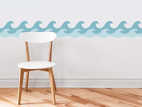 Sunny Decals Borde de pared ondulado, juego de 2, 7.8 x 24 pulgadas, calcomanías de pared de tela extraíble, vintage