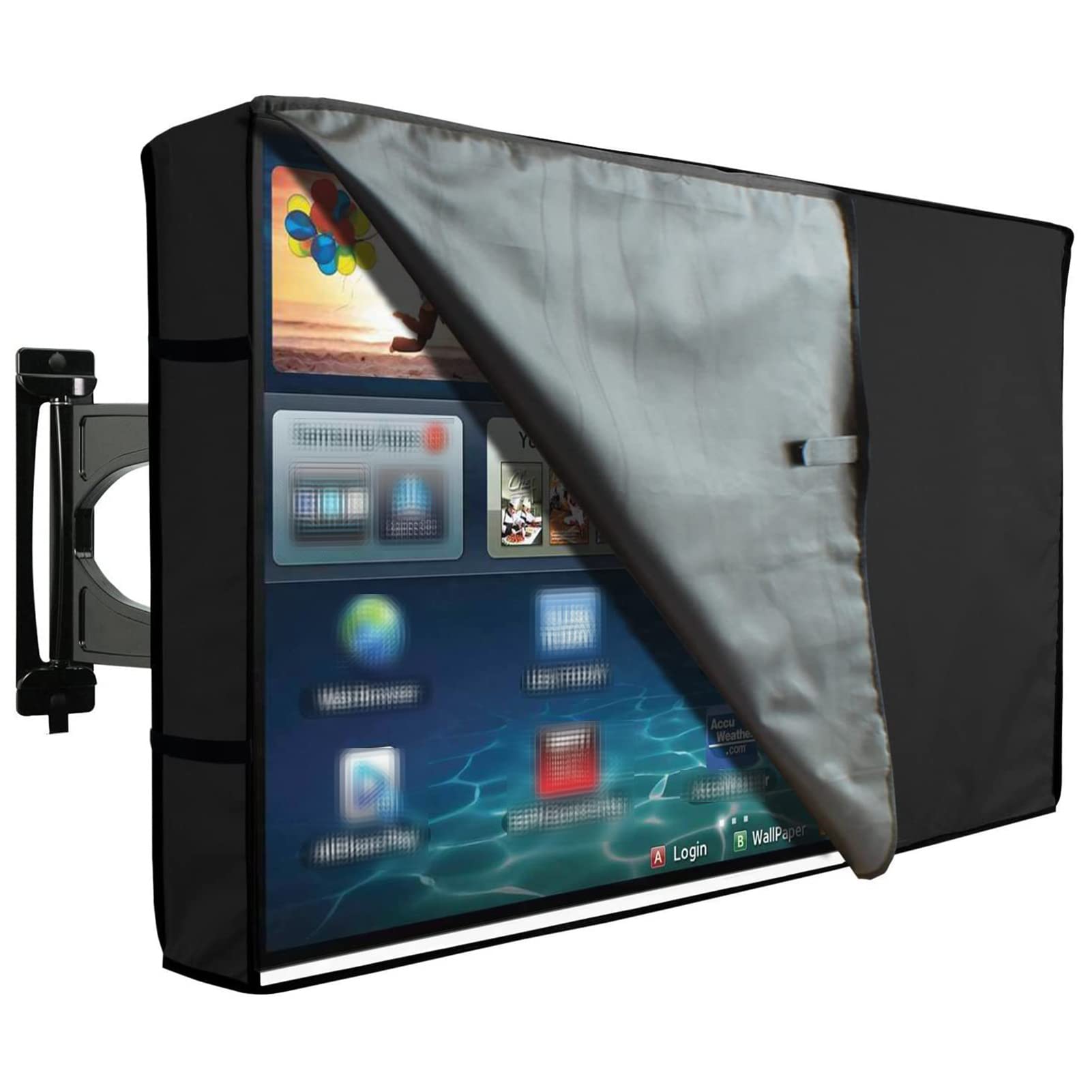 Copertura Esterna della TV 22-70", Protezione Resistente dello Schermo della TV Resistente alle intemperie 210D, Copertura Esterna della Televisione per LED, LCD, TV OLED,Nero,46 to 48 inch