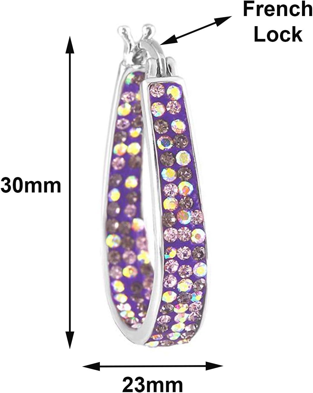 Savlano 14K White Gold Plated Inside Out Crystal Hoop Earrings For Women Comes With Savlano Gift Box - Image 3