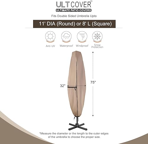 Miniatura 35 de ULTCOVER - Funda para sombrilla de patio Mercado marrón
