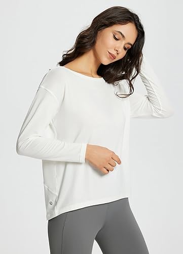 Miniatura 3 de baleaf Camisetas de entrenamiento de manga larga para mujer, ajuste holgado, secado rápido, atlético, suave