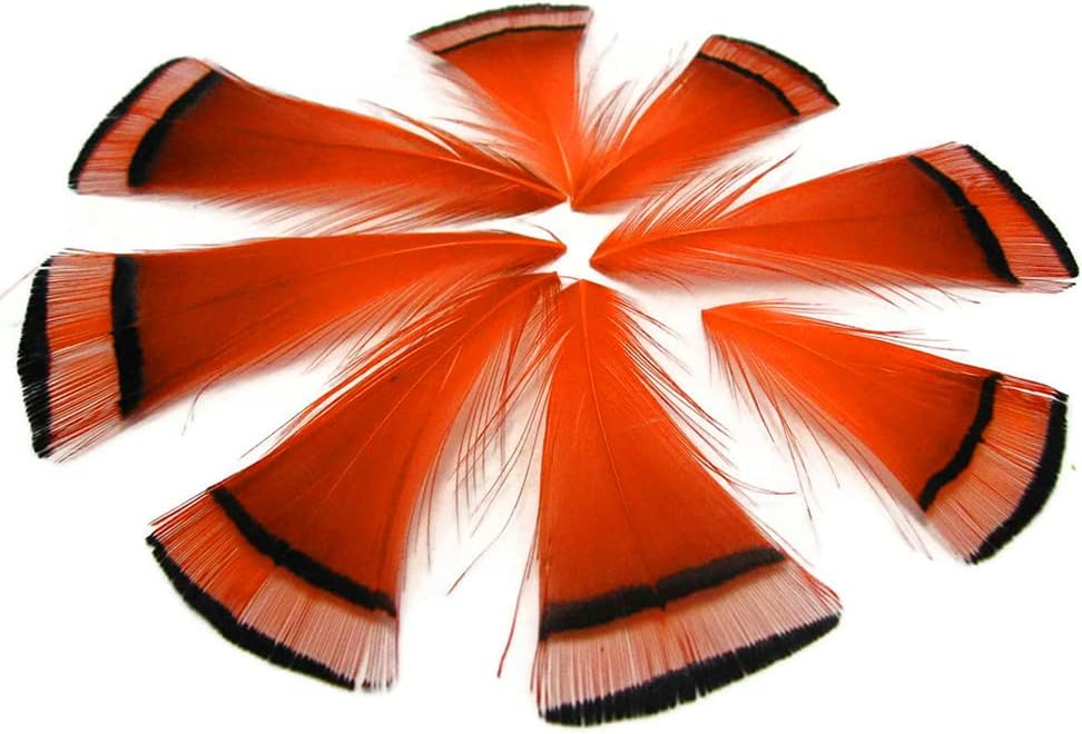 Orange Golden Pheasant Tippet Feather, 1 Dozen