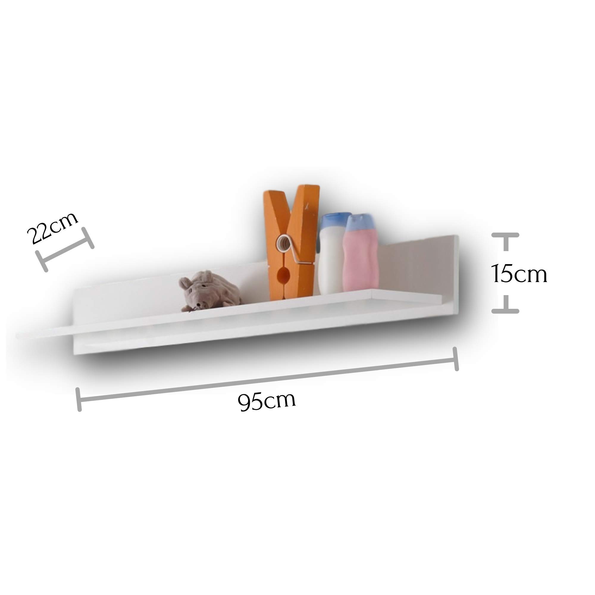 Stella Trading BIBO Blanc – étagère Murale Polyvalente pour Votre Chambre de bébé, Dérivés de Bois, 95 x 15 x 22 cm
