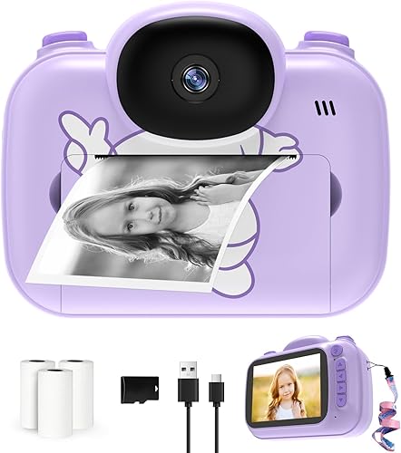 Cámara para niños, cámaras de impresión instantánea que imprimen fotos, cámara digital instantánea en blanco y negro para niños pequeños, impresión