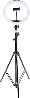 Generic Live stream 360 degree rotated led ring light 26 cm with mobile phone holder and 2.1 meter stand - black & white