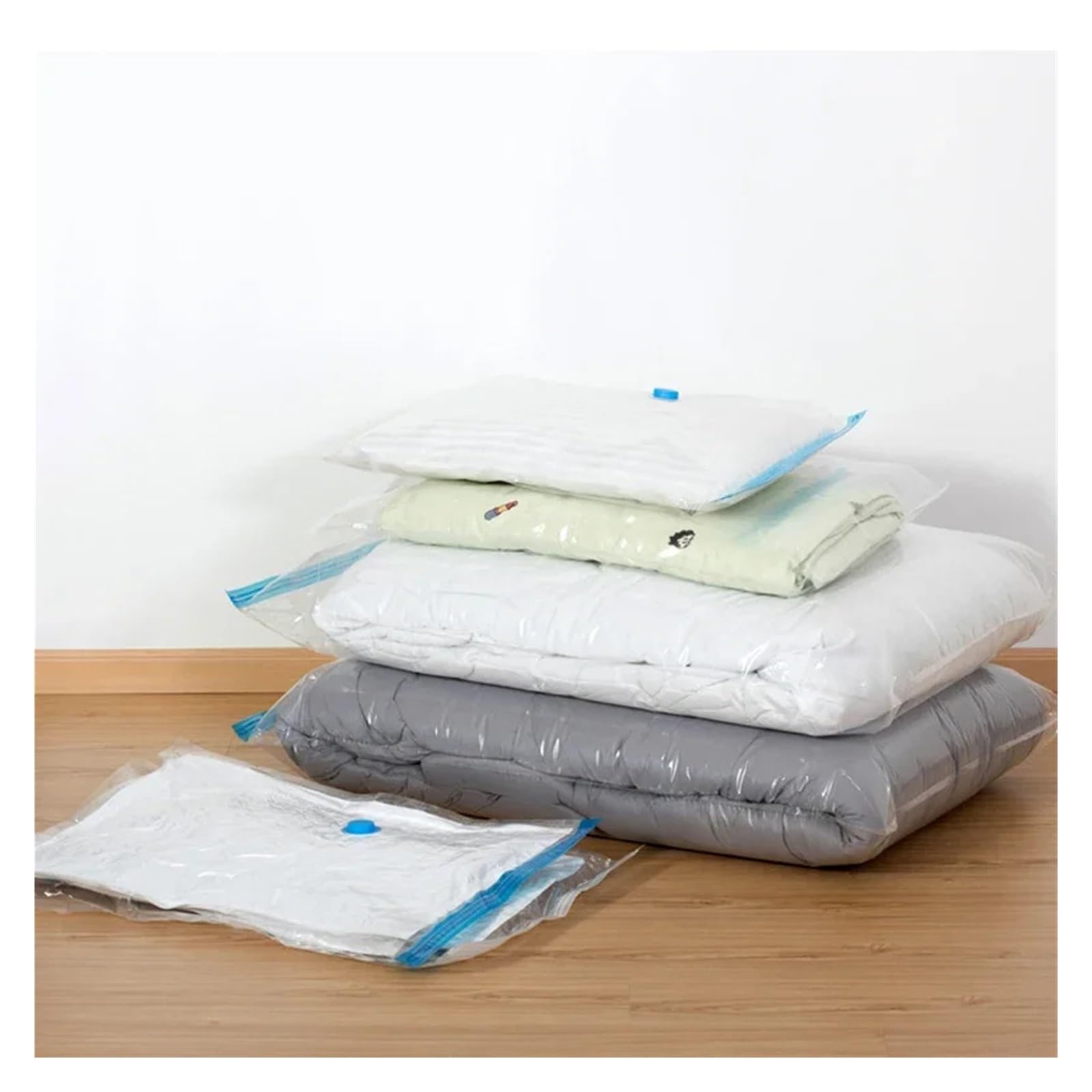 Bolsas al vacío Bolsas de almacenamiento de compresión al vacío con bomba manual, bolsas de sellado reutilizables for ropa de cama, más del 80% de espacio de almacenamiento(5XBags without pump,60x80)