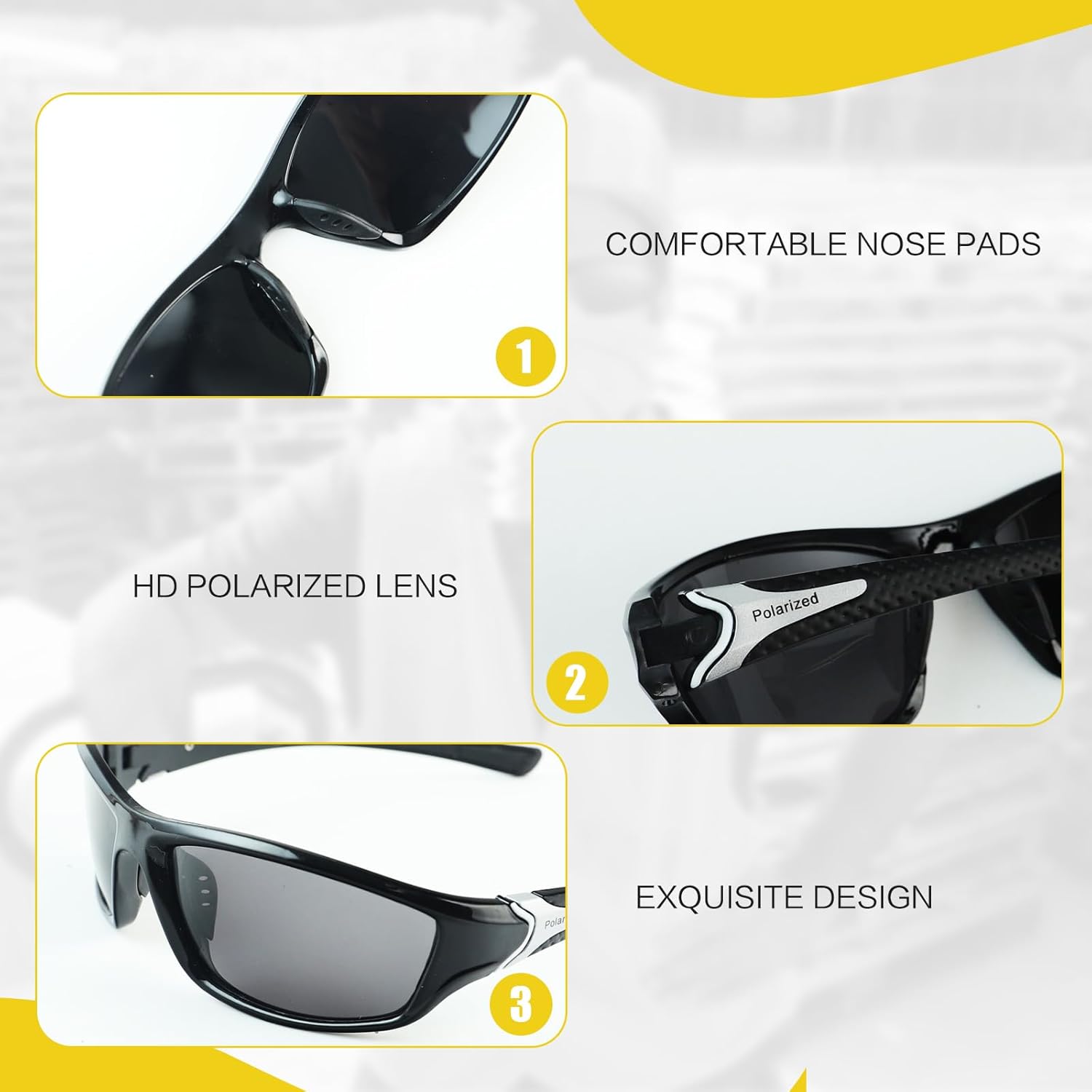3 PCS Hard Hat Shade Full Brim Hardhat Visor Hardhat Neck Protection Hard Hat Accessories with Polarized Sunglasses Fishing Glasses