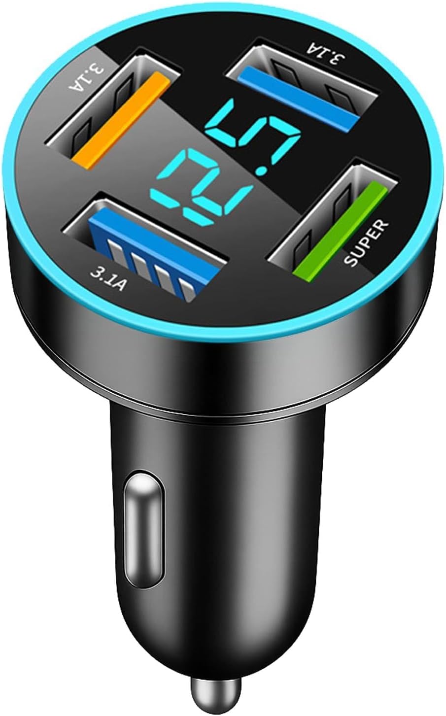 BOULESENM 66W Car Charger, 4 Ports Cigarette Lighter Charger with LED Voltmeter, Fast Charging USB Cigarette Chargers, Mobile Car Chargers Compatible with Various Smartphones Computers.