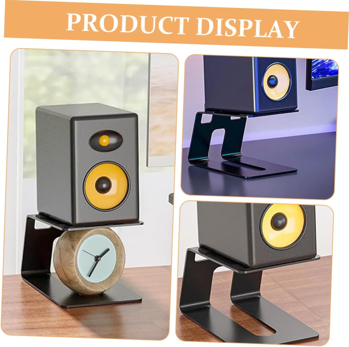 Desktop Speaker Metal Stand Professional Audio Riser for Sound Construction Compatible Various Desktop Speakers for Home Office Use