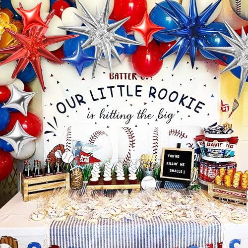 Image of TONIFUL 18Pcs 22Inch Red Blue Silver Explosion Star Mylar Balloons and 10Inch Four Pointed Star Balloons Set for Christmas New Year Birthday Wedding Independence Day Anniversary Photo Booth Supplies