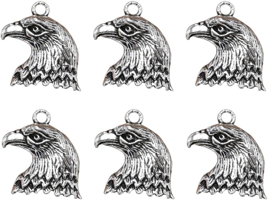 TENDYCOCO Antique Alloy Eagle Head Pendant Charms for Jewelry Making Diy Necklace Bracelet Accessories 0.86 Inch Lightweight Craft Supplies