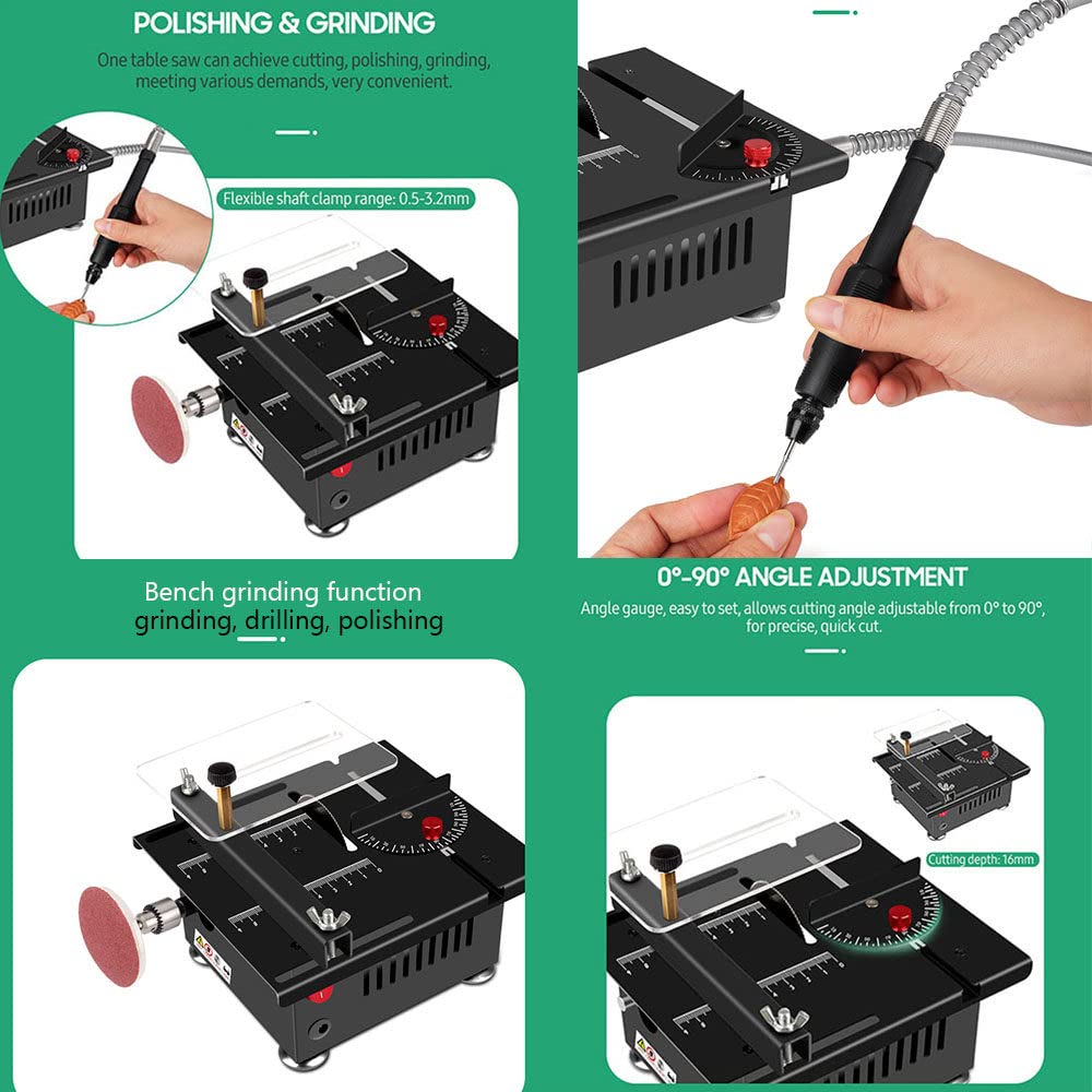 Mini Piła Stołowa Do Obróbki Drewna Wielofunkcyjna Precyzyjna Piła Do Cięcia Metalowa Obudowa Precyzja 100w 24v 7 Biegów Regulacja Grubości Cięcia,TableSaw