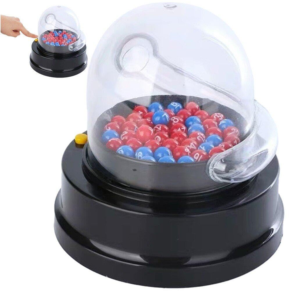 Hrippy Style2 Electric Shake Lucky Ball Machine Mini Lottery Machine Portable Bingo Machine Cage Game With Balls Fortunate Number Picker Lotto Ball Machine