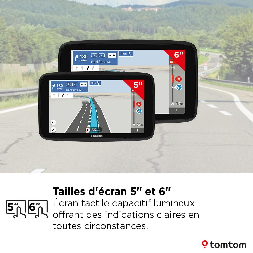 TomTom GPS Voiture GO Classic 2ème génération (6 Pouces, Info Trafic, Essai Alertes des Zones de Danger, Cartes EU, Mise à Jour Via WiFi, Guidage sur Changement de Voie, Fixation Reversible Intégrée)