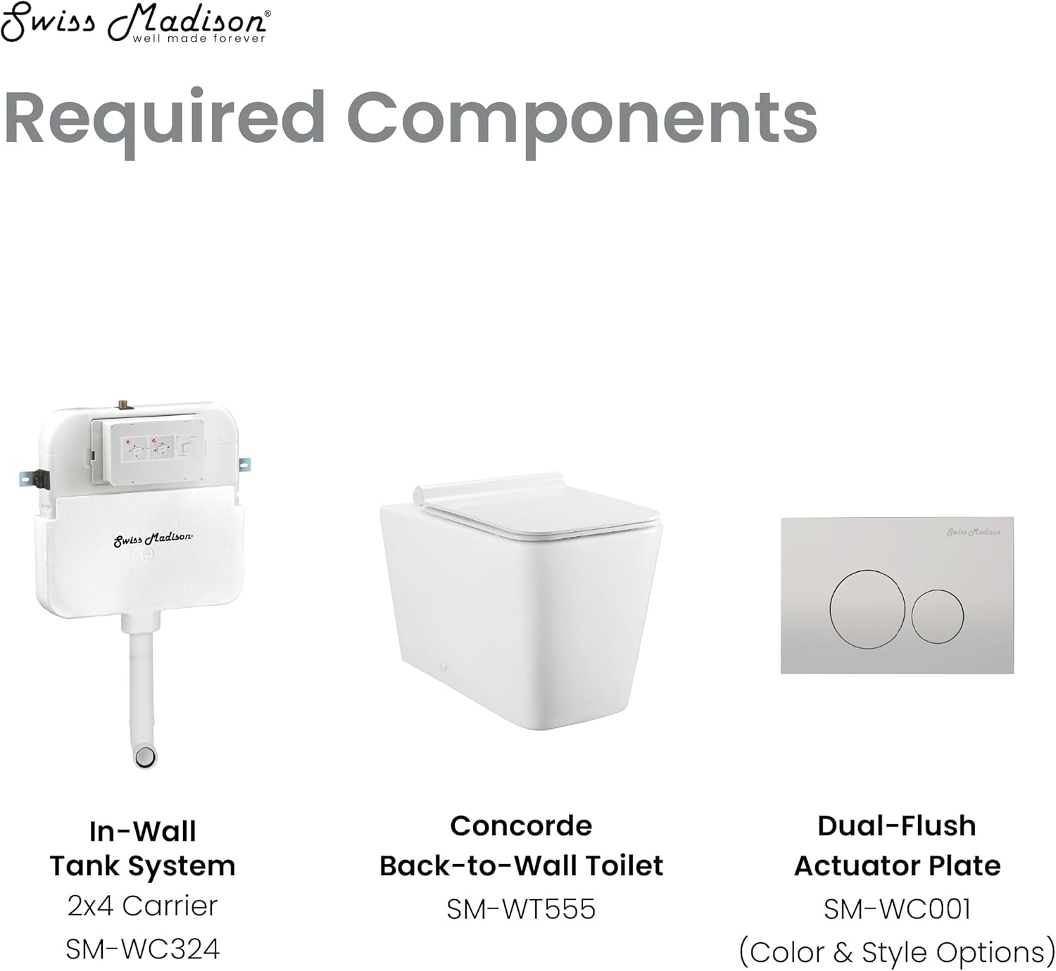 Concorde Back to Wall Concealed Tank Toilet Bowl Bundle in Glossy White