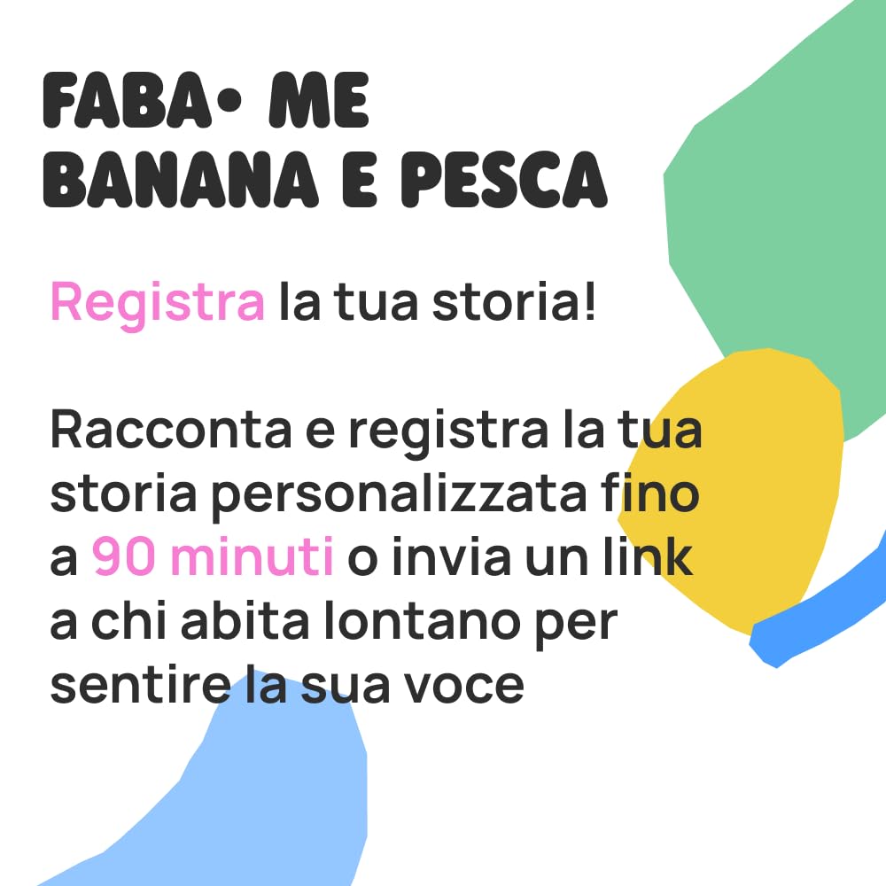 FABA Dischi Sonori – Faba•Me Pesca e Banana – crea playlist, Ascoltabili con il Raccontastorie e FABA+, gioco educativo versione italiana