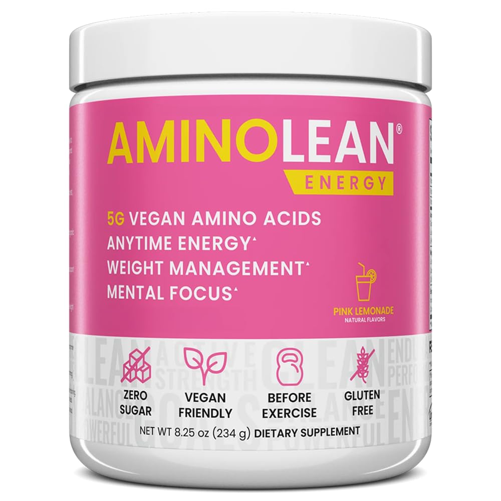 RSP NUTRITION AminoLean Pre Workout Powder, Amino Energy & Weight Management with Vegan BCAA Amino Acids, Natural Caffeine, Preworkout Boost for Men & Women, 30 Serv, Pink Lemonade…