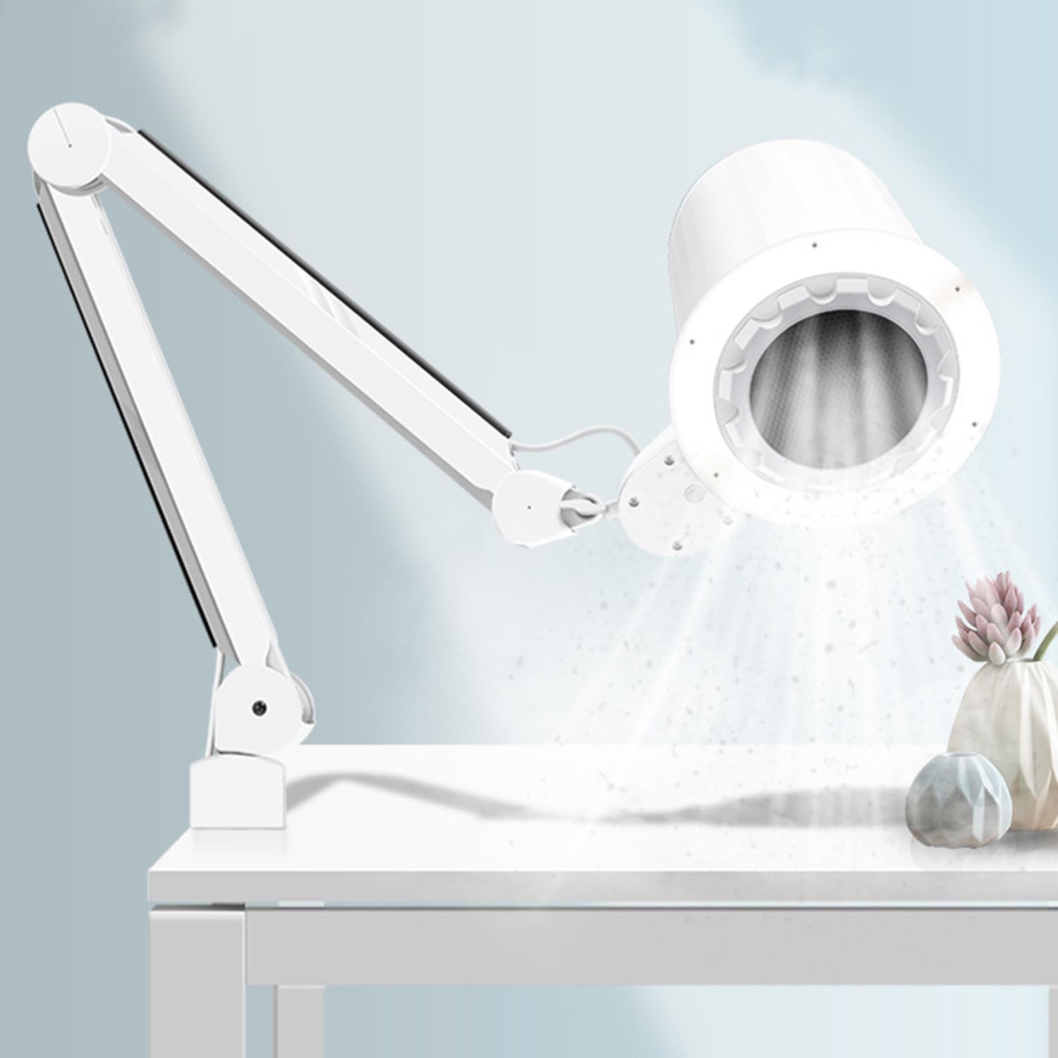 Aspirapolvere Elettrico per Nail Art, Aspirapolvere Da Tavolo, Filtro Industriale Integrato, Regolazione Di Aspirazione a 10 Velocità, Illuminazione a LED a 3 Colori, Adatto per Saloni Di Bellezza