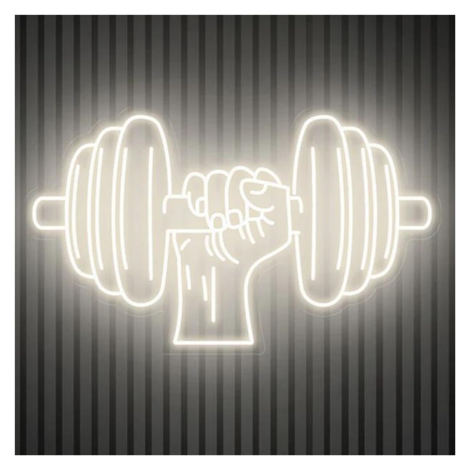 Lemst E Signs Lamp Dumbell Neon Sign Lifting Dumbbells Light Hom Gym Room Sign Fitness Wall Art Decor Neon Light 21Cmx40cm(E)
