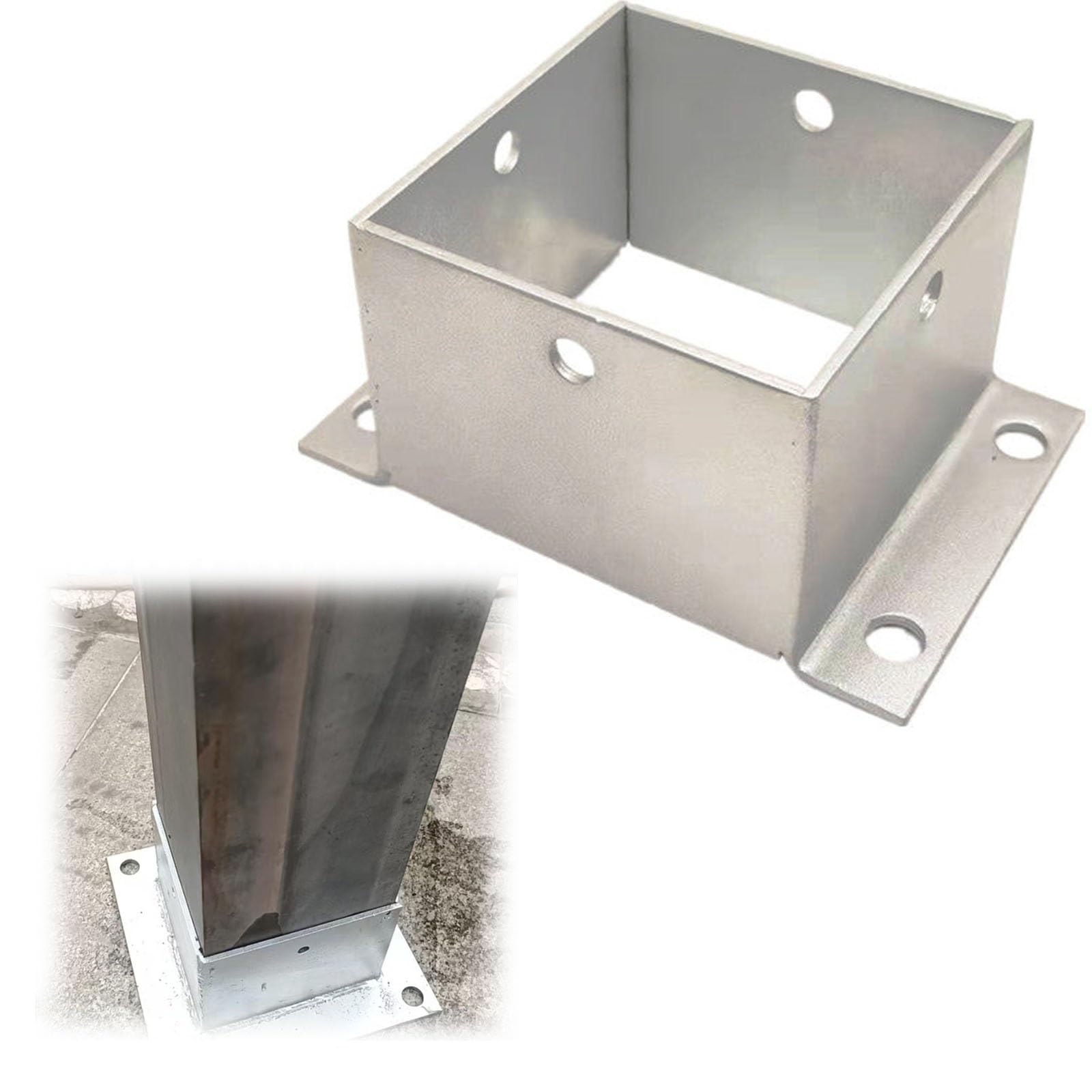 Fence Post Support,Pergola Brackets,4 Pcs Stainless Steel Flange Anchor Base for Protecting Fences/Mailbox/Porch Railings/Pavilion Post, Pergola Bracket(100mm/3.9in)