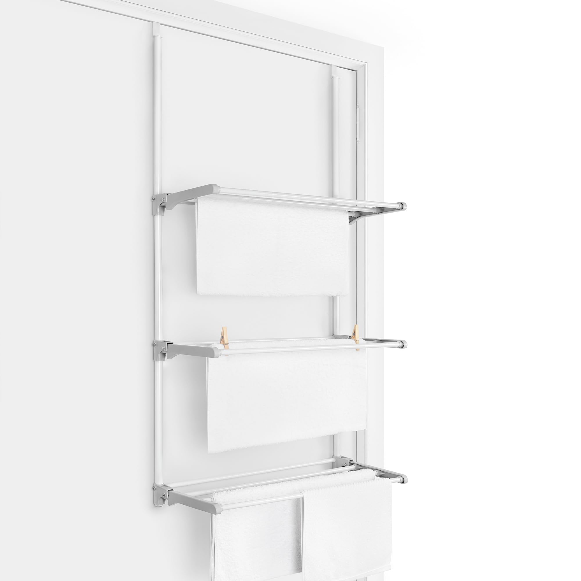 Rayen | Opvouwbaar wasrek voor deuren en muren | XXL stangen | 8 m droogoppervlak | multifunctioneel | wit en grijs | 62,5 x 32,7 x 124 cm Rayen | Opvouwbaar wasrek voor deuren en muren | XXL stangen | 8 m droogoppervlak | multifunctioneel | wit en grijs | 62,5 x 32,7 x 124 cm