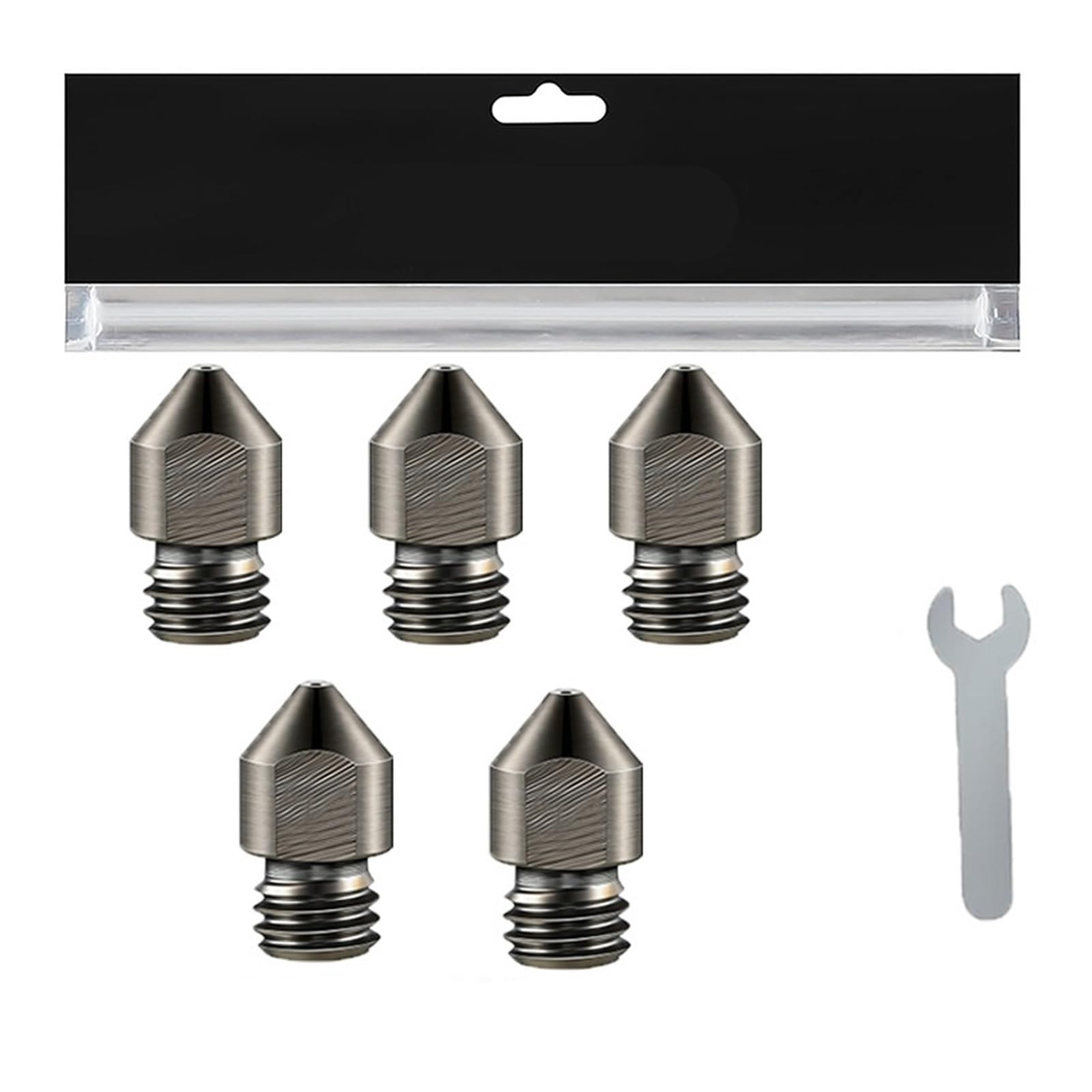 Ugello MK8 in acciaio temprato 0,4 mm per stampanti 3D, compatibile con vari modelli, include 5 pezzi, perfetto per prestazioni di stampa migliorate